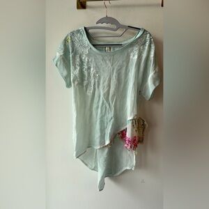 Aratta, Mint Lace Applique Hi-Low Blouse 16” P2P, Size S Sample | 1435